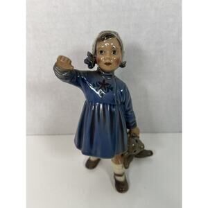 Dahl Jensen DJ Copenhagen 1152 Danish Girl with Teddy Bear Figurine READ
